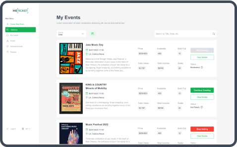 Configurer le prix et la quantité du billet